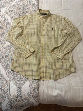 Ralph Lauren Yellow and Blue Checked Button-Down Shirt